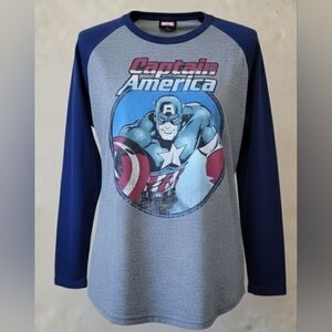 Marvel Captain America Raglan T-Shirt Size Large Comic Hero